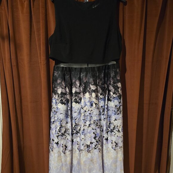 Betsy & Adam Illusion Waist Floral Ombre Gown - Picture 3 of 6